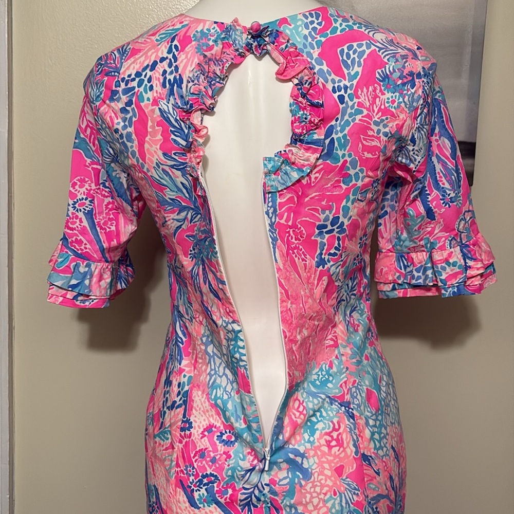LILLY PULITZER Fiesta Sheath Pascha Hot Pink Aquadesiac Ruffle Dress
Size 0 - Picture 12 of 16